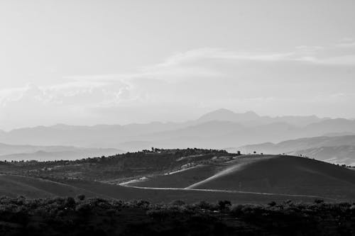 Hills Landscape in Black and White