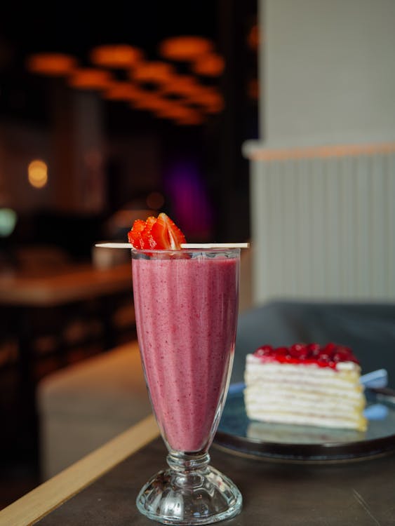 A Glass with Strawberry Smoothie