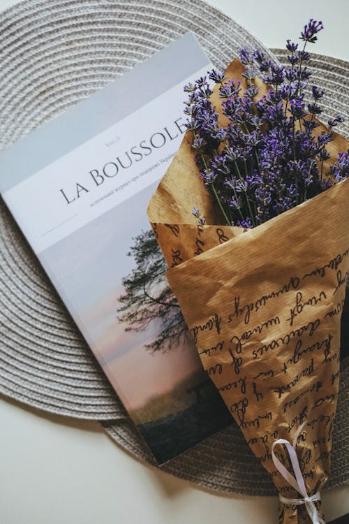 Still Life with a Magazine and a Lavender Bouquet