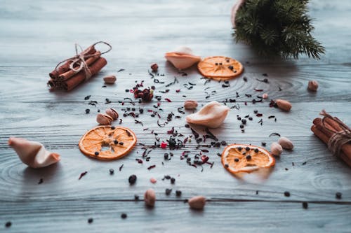 Grounded Spices on Wooden Surface