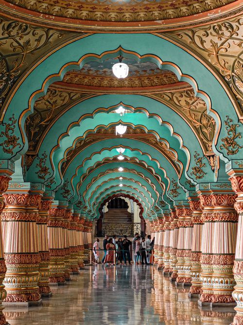 Free Explore the intricate designs of the arches at Amba Vilas Palace in Mysore, India, showcasing stunning Indian architecture. Stock Photo