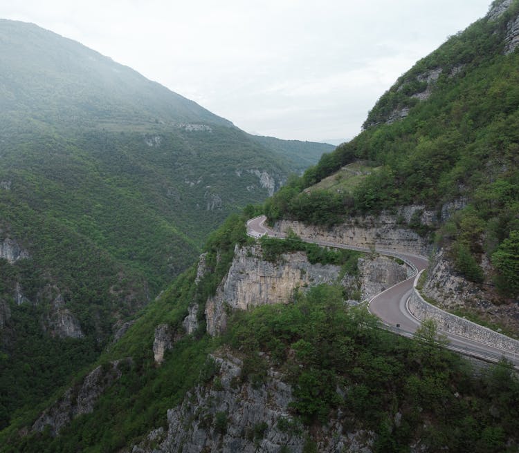 Winding Road On The Mountainside