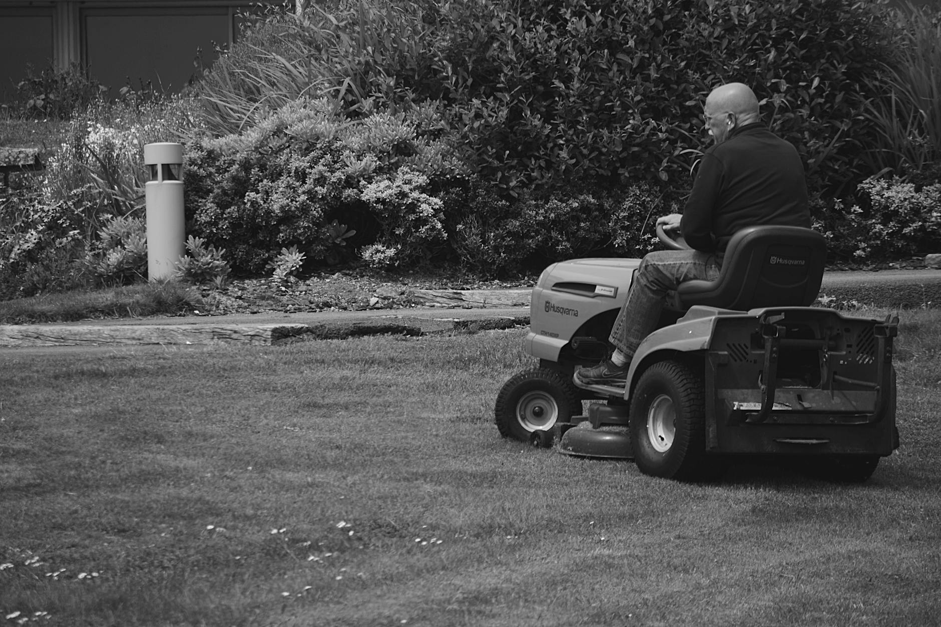 Man Using Lawn Mower