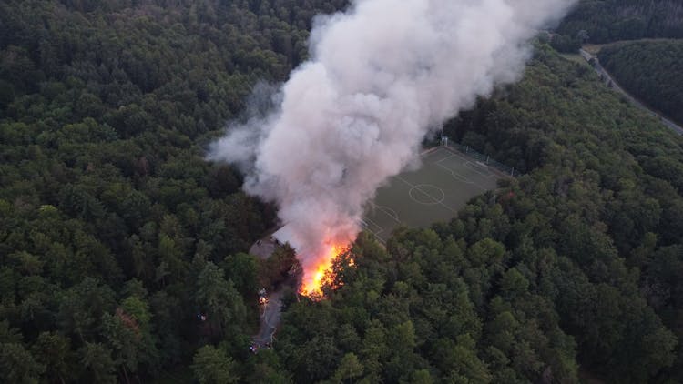 Aerial Photo Of A Fire In Forest