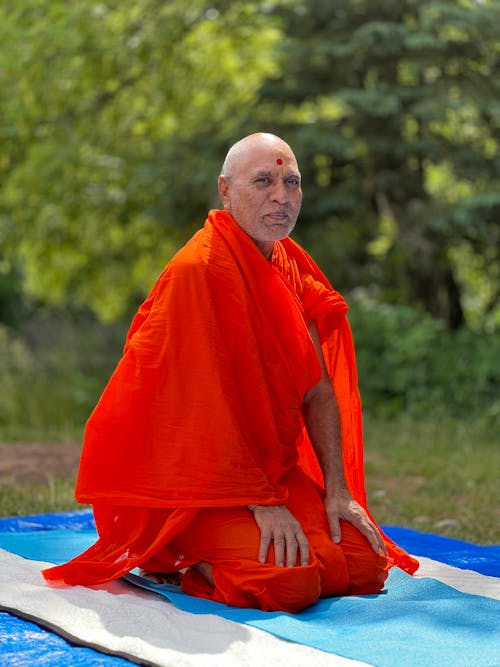 Buddhist Monk in Red Robes