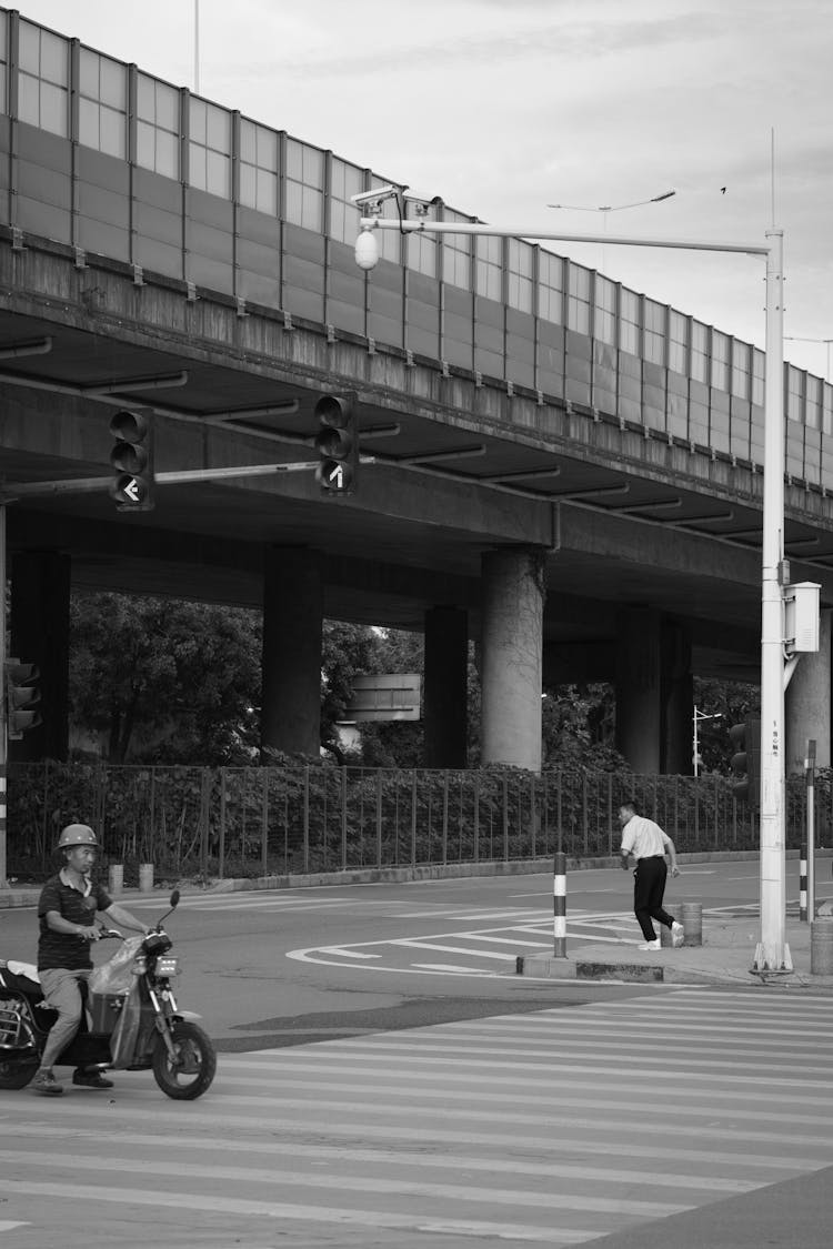 Road Intersection And A Bridge In A City 