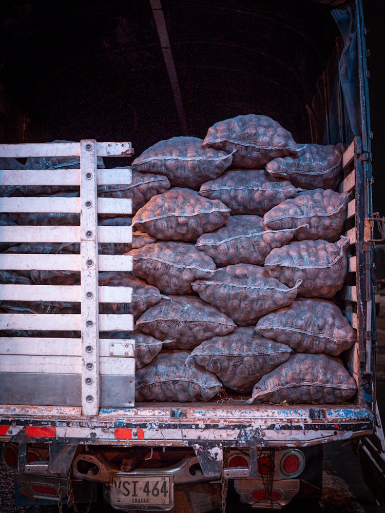 Bags With Cargo In Truck