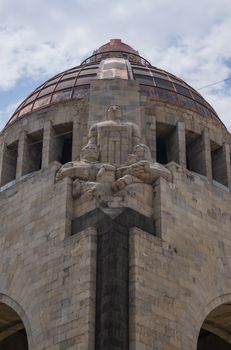 Upward view of the Monumento a la Revolución's dome in Mexico City.