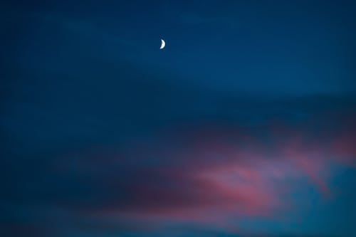 View of a Crescent Moon against the Sky at Dusk 