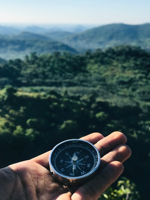 Round Grey and Black Compass