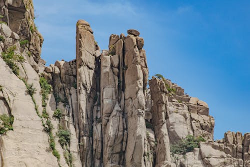 View of a Rocky Mountain under Clear Blue Sky 