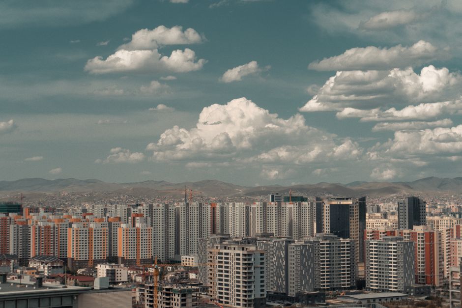 Ulan Bator - Tropical city with palm trees and blue skies