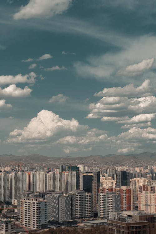 Drone Shot of City with Skyscrapers