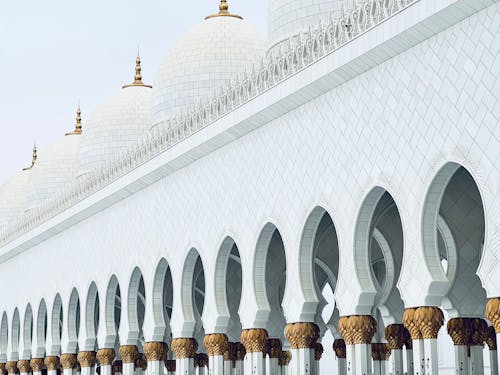 Exterior of the Sheikh Zayed Grand Mosque in Abu Dhabi, United Arab Emirates