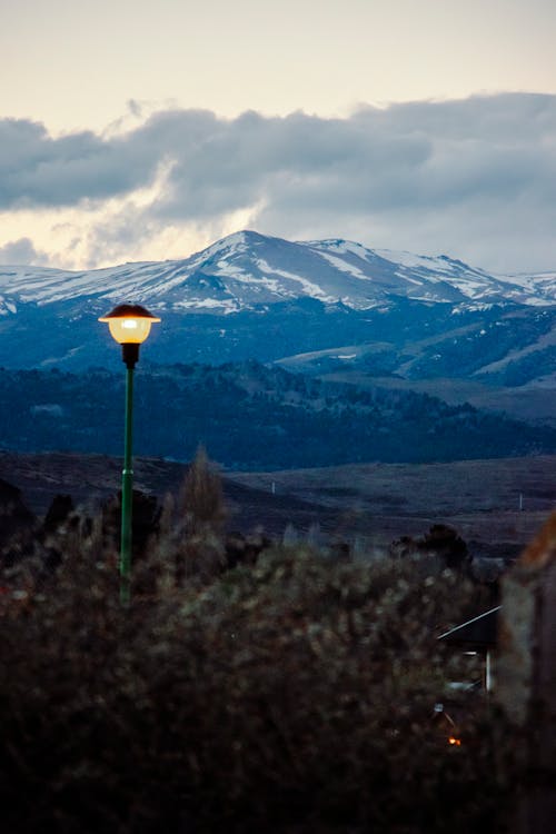 Street Lamp and Mountain behind