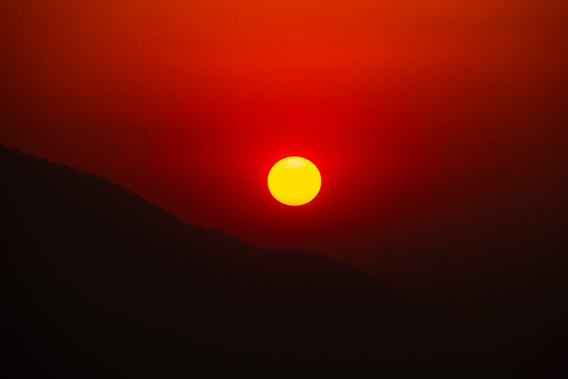 Sun on Red Sky at Sunset