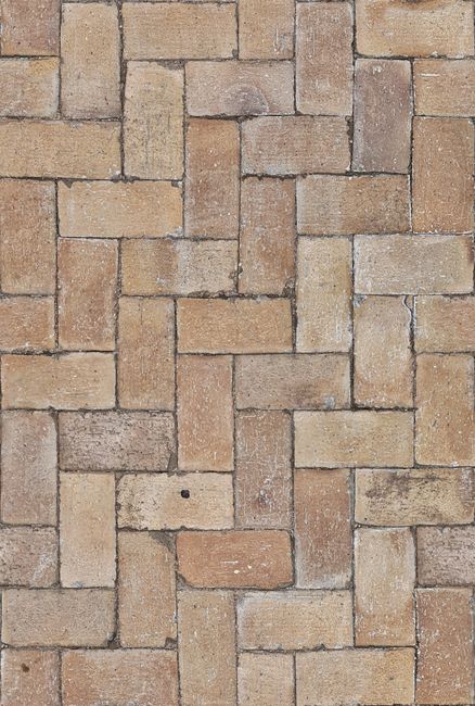 High-resolution image of a herringbone pattern brick pavement showcasing earthy tones.