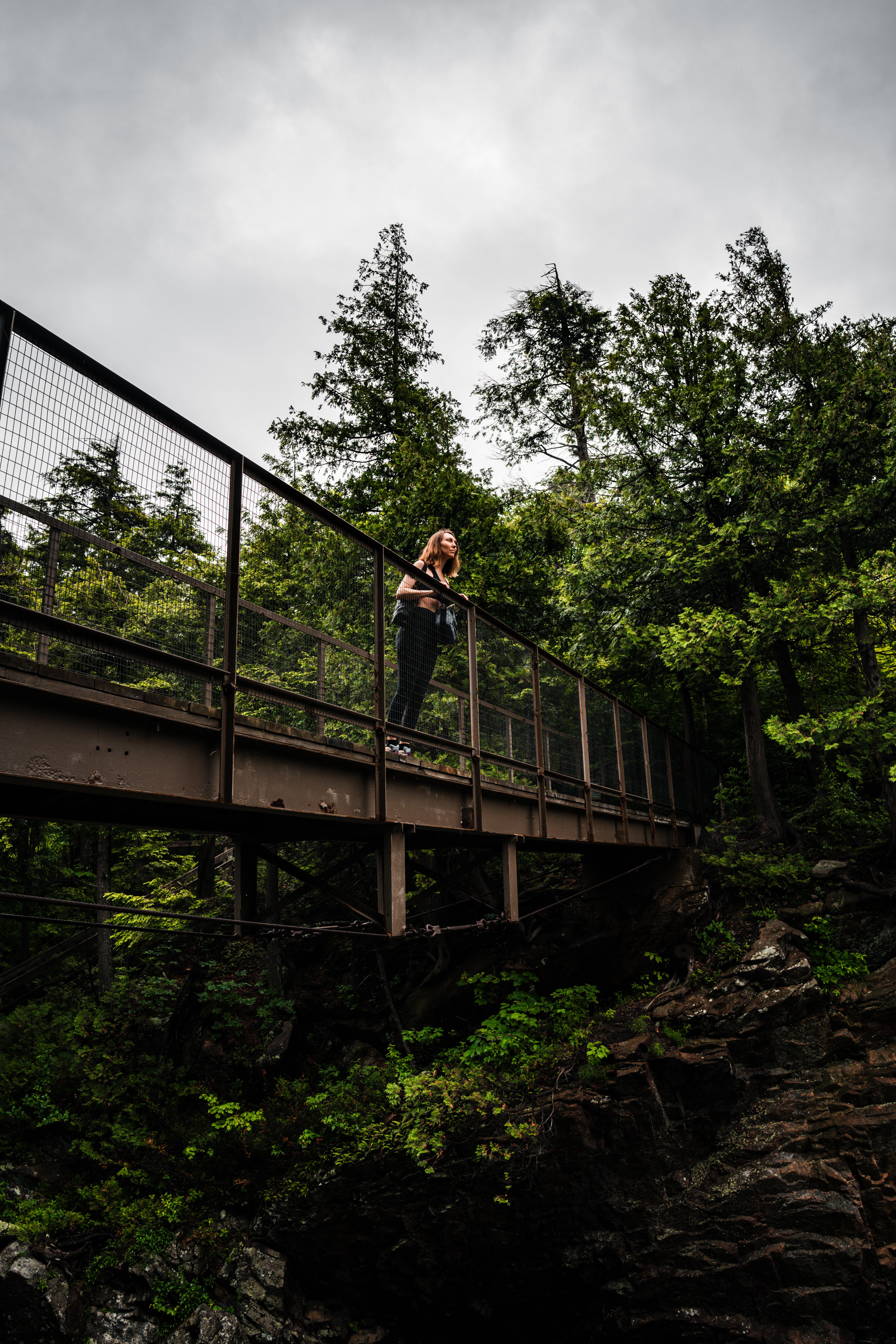 Woman Standing on a Wooden Bridge · Free Stock Photo