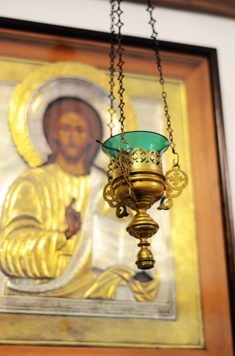 Golden Chalice Near Orthodox Icon