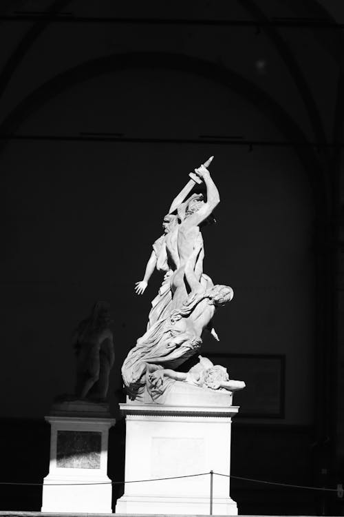 Sculpture in Museum in Black and White