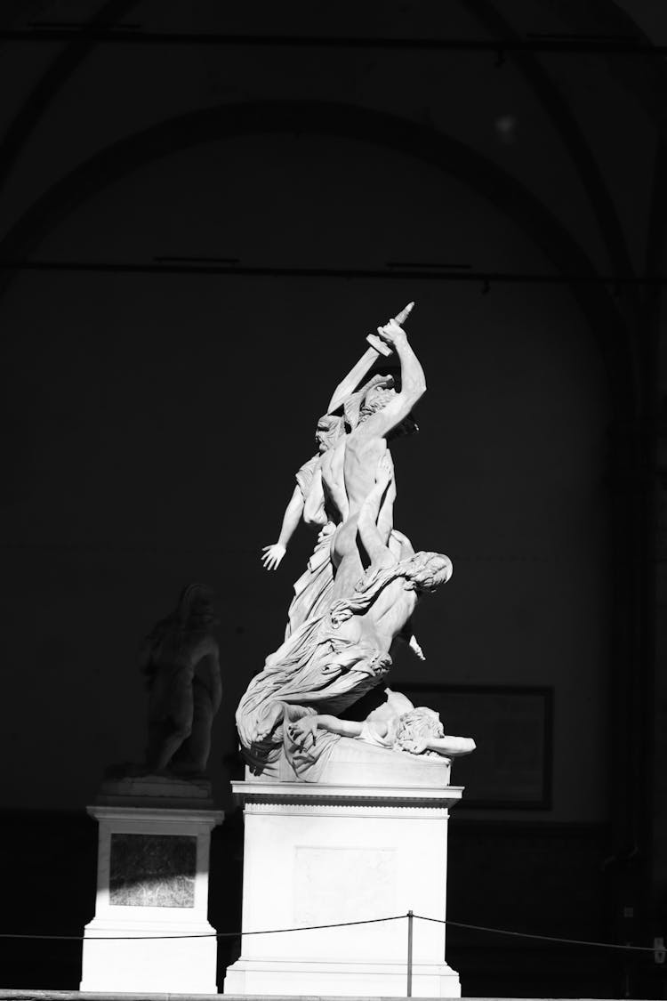 Sculpture In Museum In Black And White