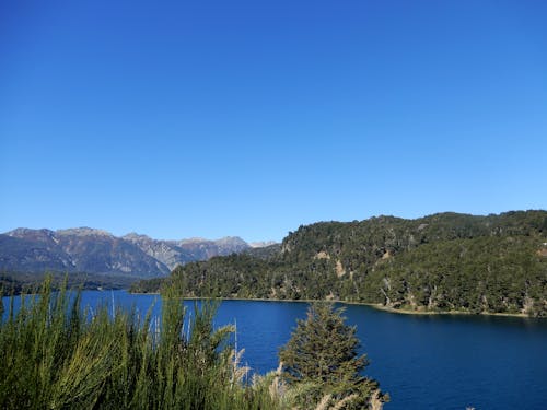 Clear Sky over Hills and River in Argentina