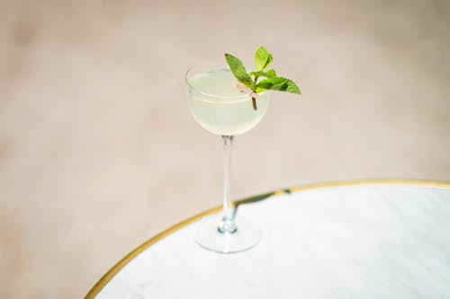 Drink with Mint Leaves on a Table 