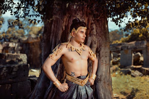 Topless Man with Traditional Jewelry
