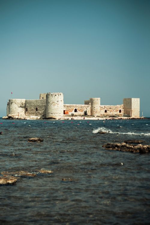Free Explore the historic Kızkalesi Castle on a calm day in the Mediterranean Sea, Turkey. Stock Photo