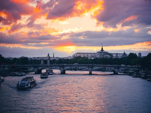 Seine River and Grand Palais at sunset