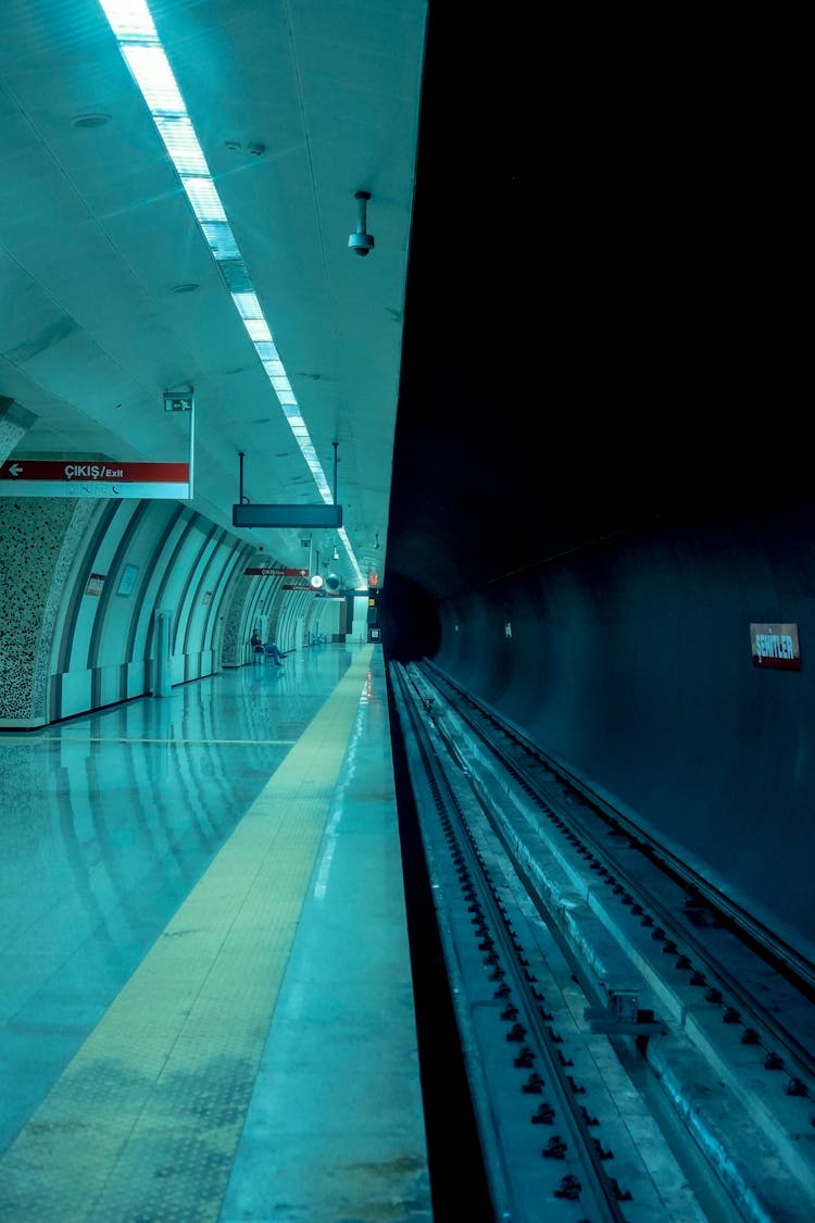 Illuminated Subway Platform