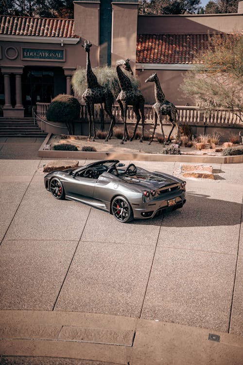 Aerial View of a Gray Ferrari F430