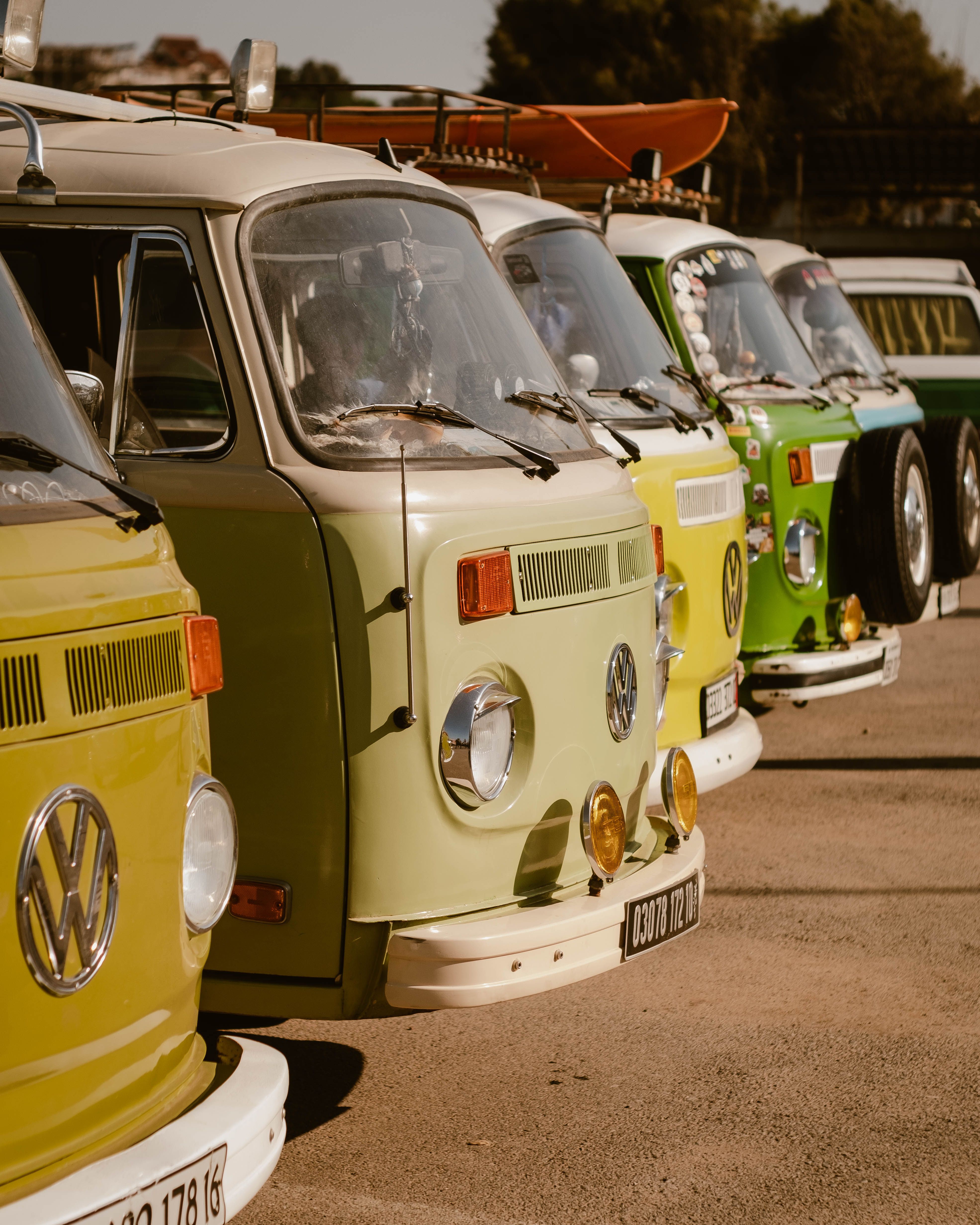 Volkswagen Type 2 Buses Parked in Row · Free Stock Photo