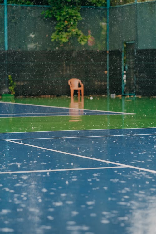 Tennis Court During Rain