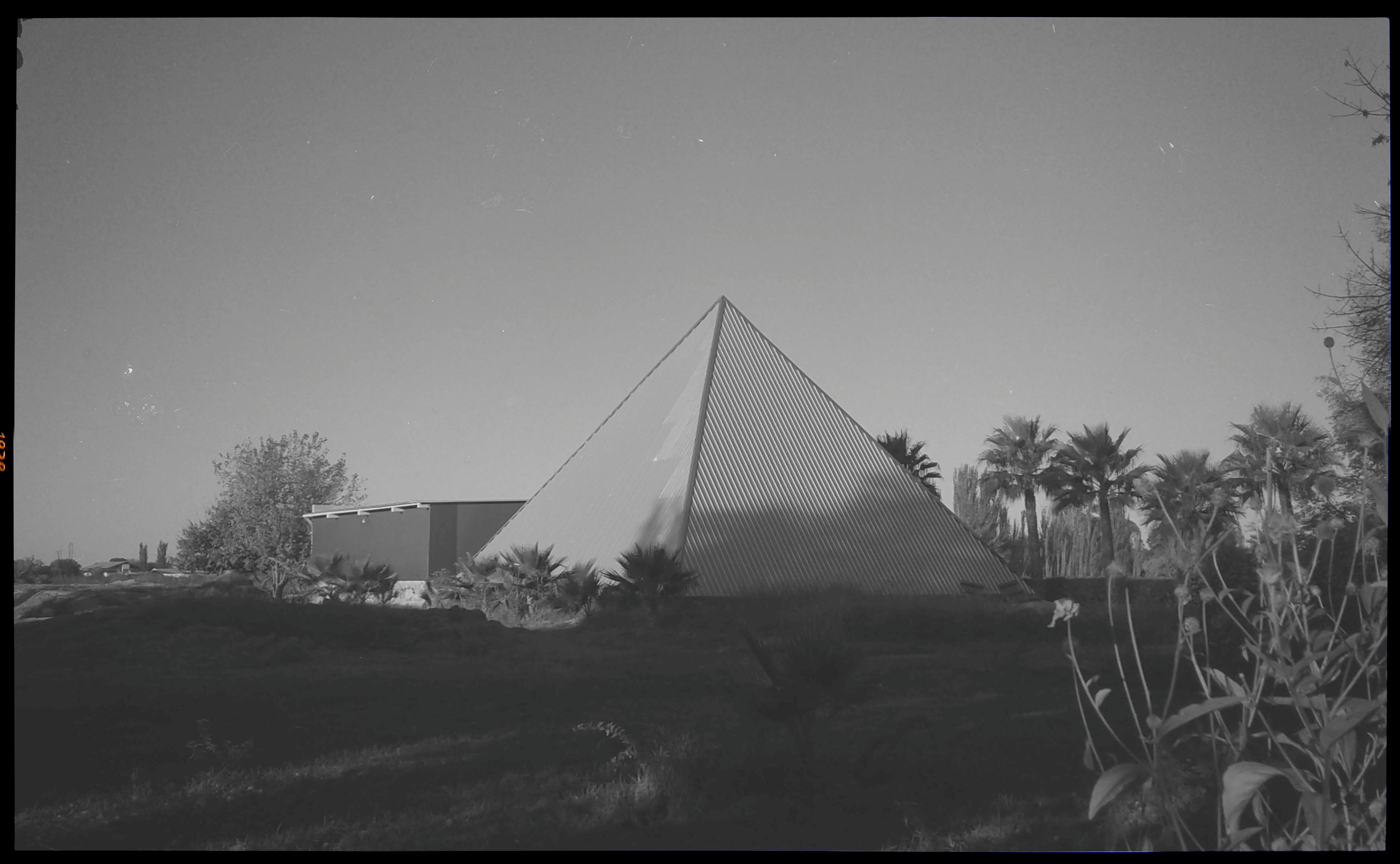 Pyramid in Countryside in Black and White
