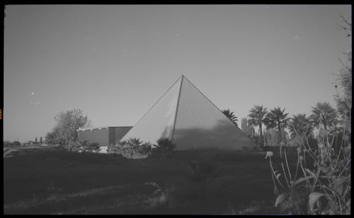Pyramid in Countryside in Black and White