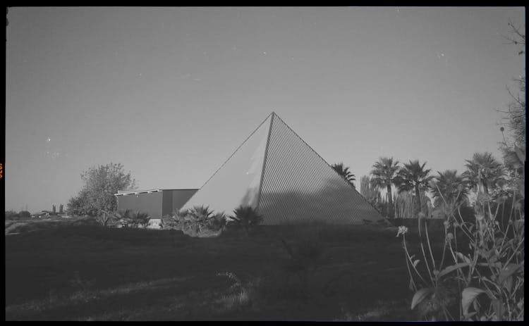 Pyramid In Countryside In Black And White