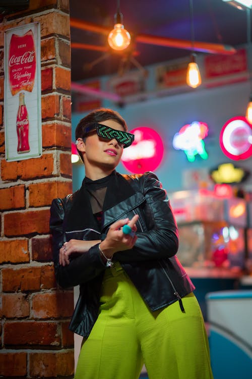 Woman with Short Hair Posing in Sunglasses