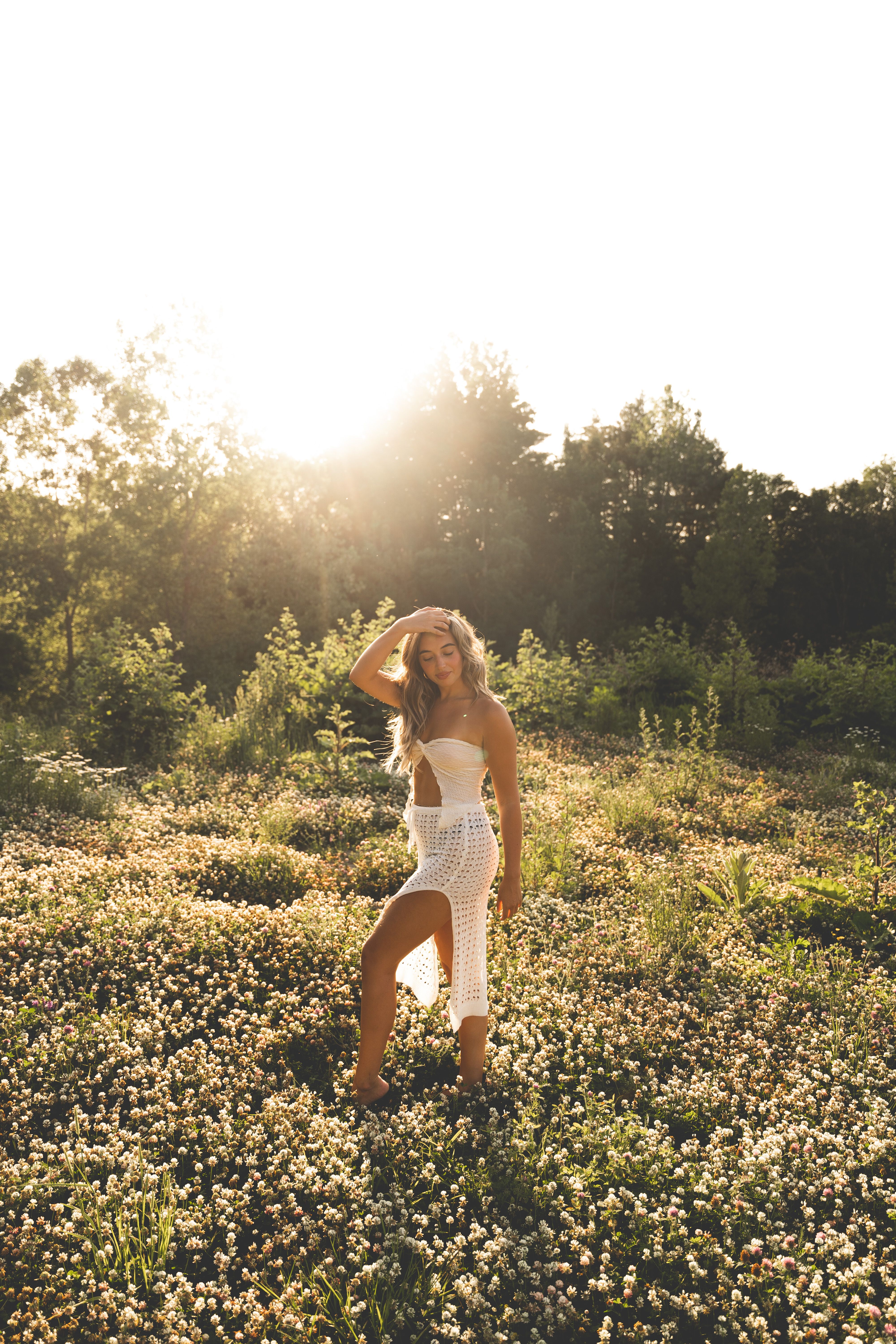 Blonde Woman in White Dress on Meadow · Free Stock Photo