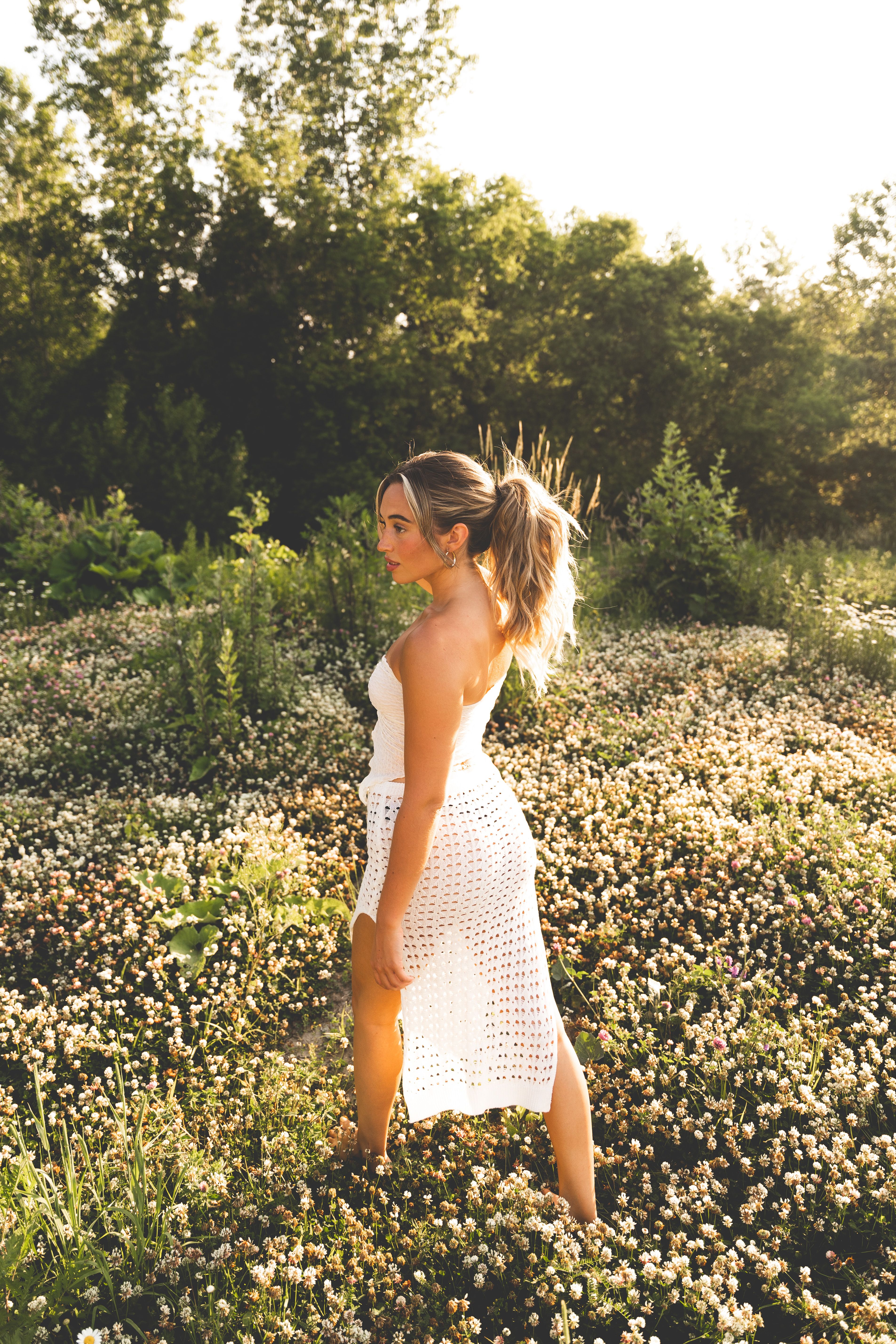 Woman in White Dress on Meadow · Free Stock Photo
