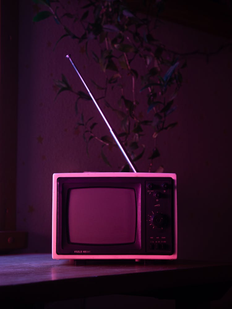 Pink Light Over Vintage TV