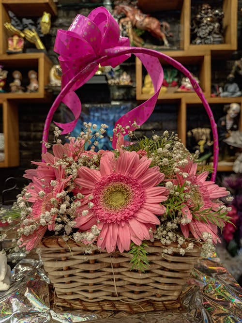 A Basket of Pink Gerberas 