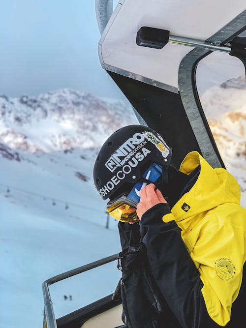 Man Wearing Blue Nike Snow Goggles