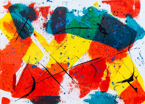 Free Blue, White, Yellow And Red Abstract Painting Stock Photo