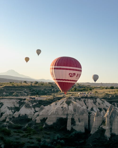 Hot-Air Balloons Flying over Cappadocia Valley, Turkey