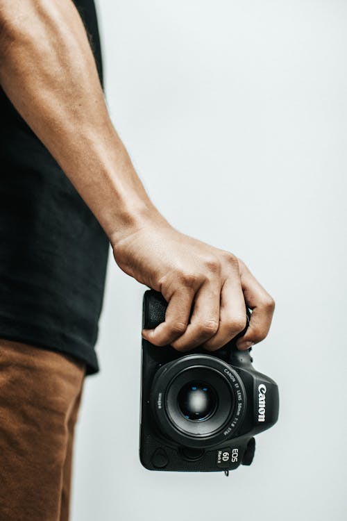 Free Person Holding Canon Dslr Camea Stock Photo