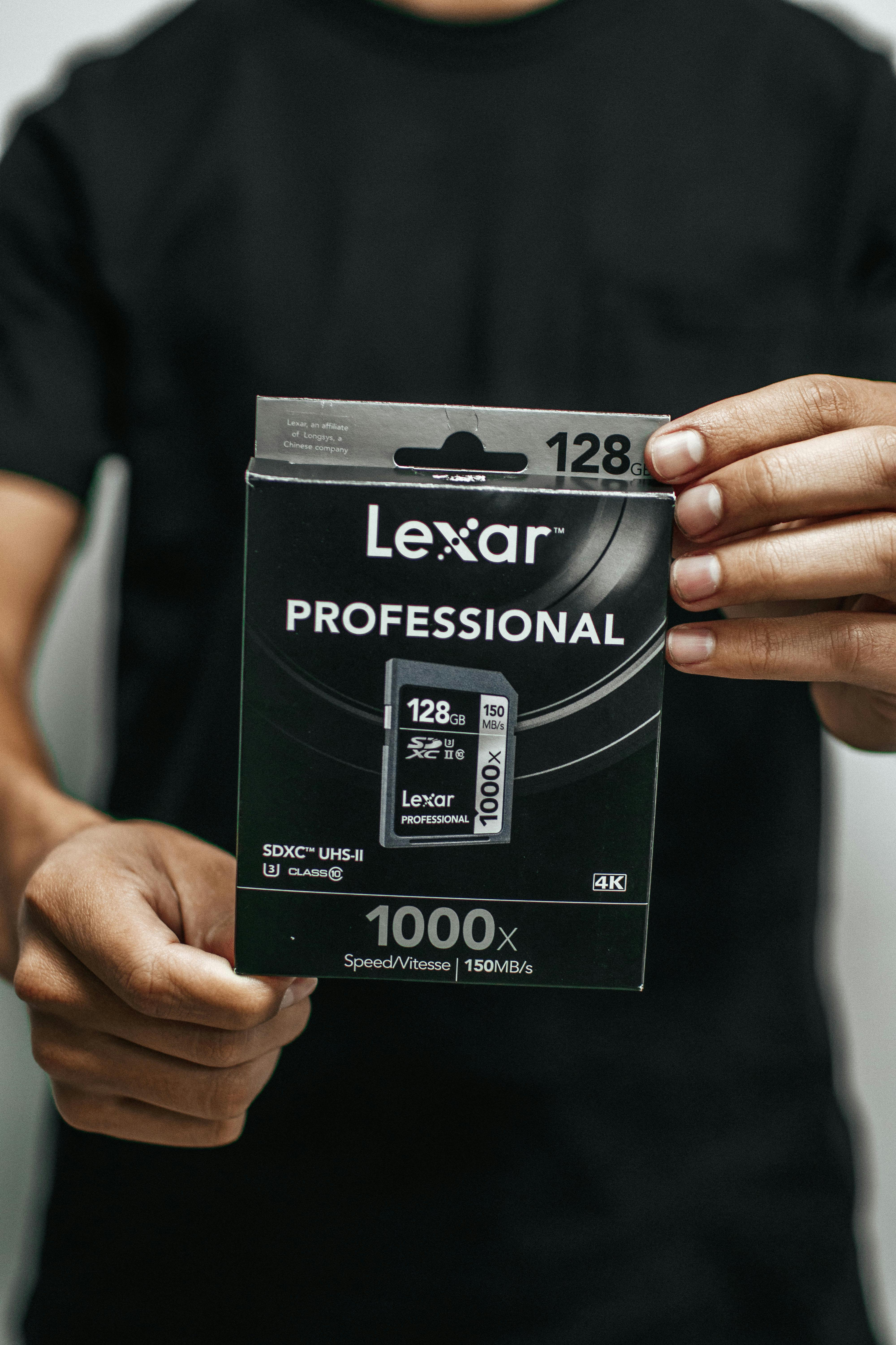 Person Holding Lexar Professional Memory Card Box