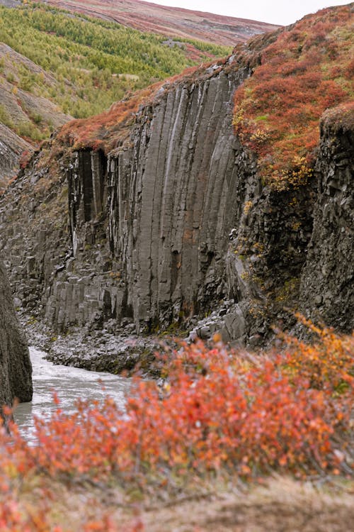 River Along Cliff in Autumn