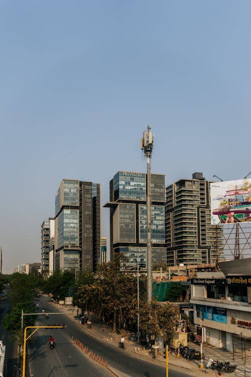 View of Modern Office Buildings in Ahmedabad, India 