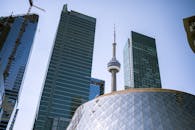 CN Tower Surrounded by Glass Skyscrapers in Toronto, Canada